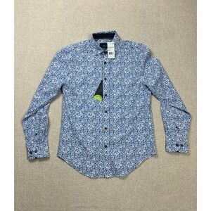 Society Of Threads Mens Long Sleeve Button Up Dress Shirt Size Small / S Blue